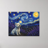 Starnacht Westie Droomlandschap Canvas Afdruk (Voorkant)