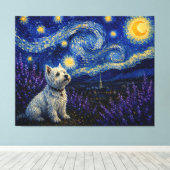 Starnacht Westie Droomlandschap Canvas Afdruk (Insitu (Houten vloer))