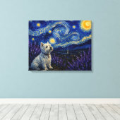 Starnacht Westie Droomlandschap Canvas Afdruk (Insitu (Houten vloer))