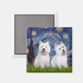 Starnacht - Westies (twee) Magneet (Voorkant / Achterkant)