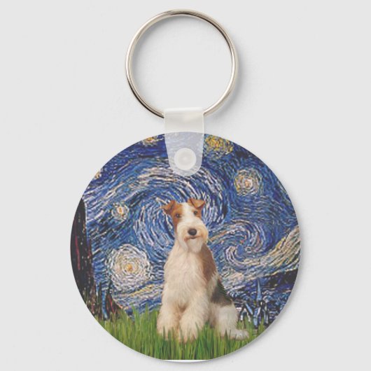 Starnacht - Wire Fox Terrier 3 Sleutelhanger (Voorkant)