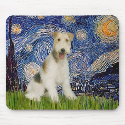 Starnacht - Wire Fox Terrier (M) Muismat (Voorkant)