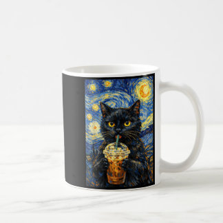 Starnacht Zwarte Kat Koffie Van Gogh Stijl Grappig Koffiemok