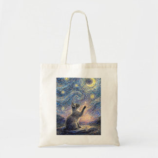 Starnachtkat – Kunst in de stijl van Van Gogh Tote Bag
