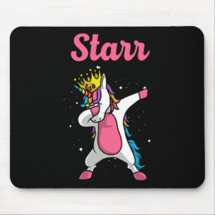 Starr Naam Persoonlijke Verjaardag Dabbing Unicorn Muismat