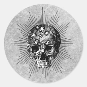 Starre schedel ronde sticker