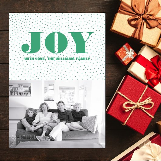 Starred Joy Holiday-fotokaart | Groen Feestdagenkaart