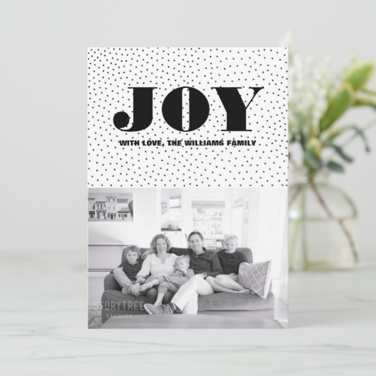Starred Joy Holiday-fotokaart | Zwart Feestdagenkaart (Staand voorkant)