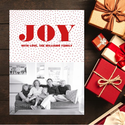 Starred Joy Holiday Photo Card | Red Feestdagenkaart