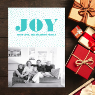Starred Joy Holiday Photo Card   Turkoois Feestdagenkaart