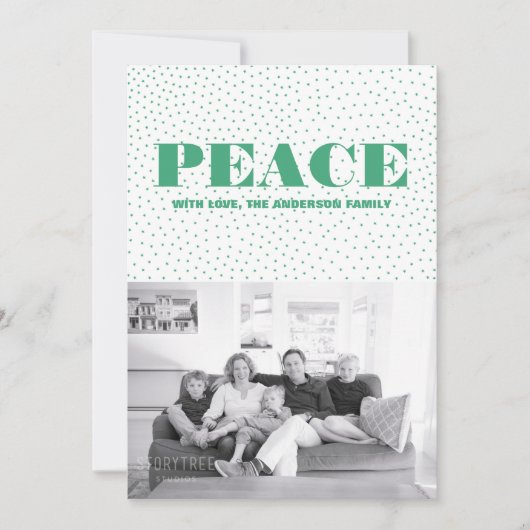 Starred Peace Holiday-fotokaart | Groen Feestdagenkaart (Voorkant)