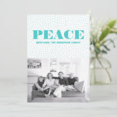 Starred Peace Holiday-fotokaart | Turquoise Feestdagenkaart (Staand voorkant)