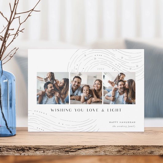 Starred Tidings | 3 Foto Collage Hanukkah Kaart