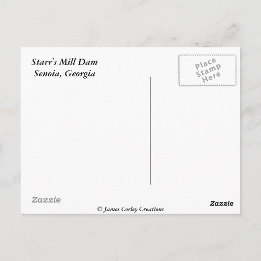 Starr's Mill Dam Briefkaart (Achterkant)
