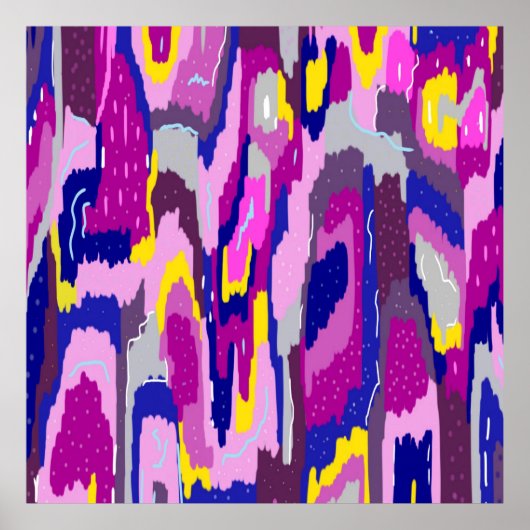 Starry Abstract in Purples and Blues Poster (Voorkant)