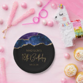 Starry Agate Geode Blue Paars 18th Birthday Party Papieren Bordje (Feest)