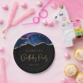 Starry Agate Geode Blue Paars Birthday Party Papieren Bordje (Feest)