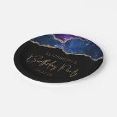 Starry Agate Geode Blue Paars Birthday Party Papieren Bordje (Gekanteld)