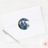 Starry Anime Girl Ronde Sticker (Envelop)