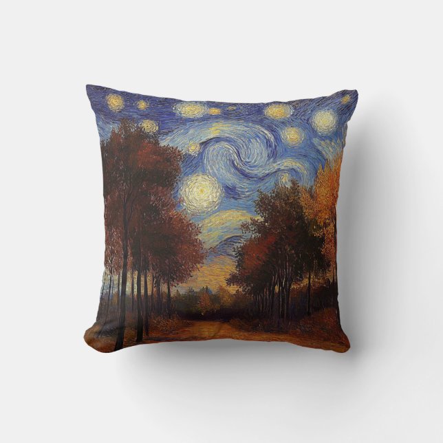 Starry Autumn Forest – Artistic Throw Pillow Kussen (Voorkant)