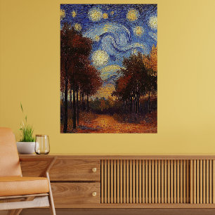 Starry Autumn Path – Poster in impressionistische 