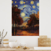 Starry Autumn Path – Poster in impressionistische (Keuken)