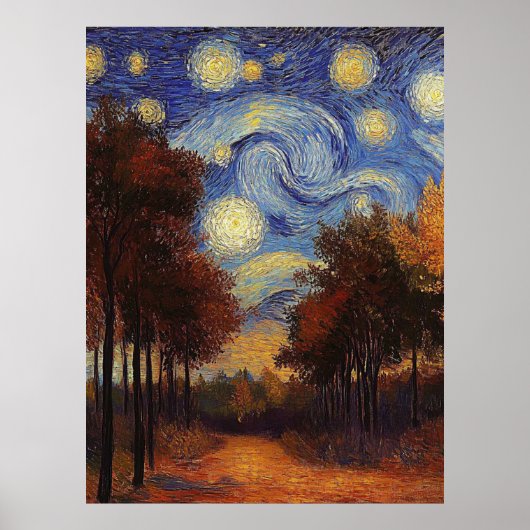 Starry Autumn Path – Poster in impressionistische (Voorkant)