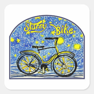 Starry Bike Vierkante Sticker