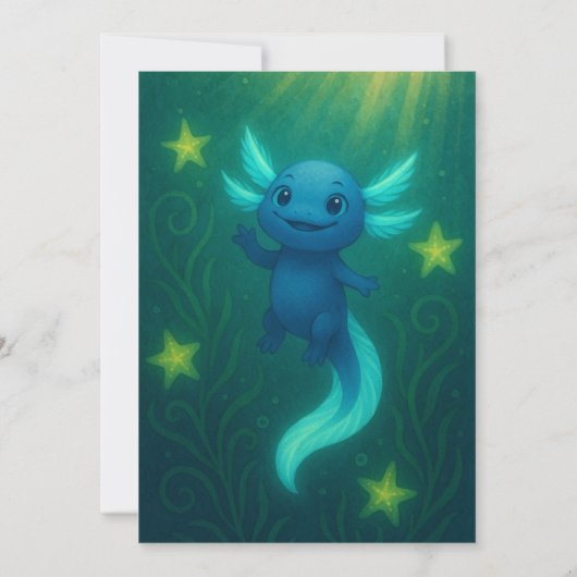 Starry Blue Axolotl Birthday  Kaart (Achterkant)