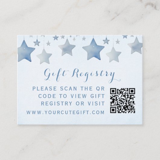 Starry Blue Baby shower Gift Registry QR-code Informatiekaartje (Voorkant)