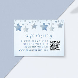 Starry Blue Baby shower Gift Registry QR-code Informatiekaartje