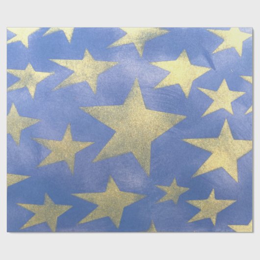 Starry Blue en Gold Cadeaupapier (Vlak)