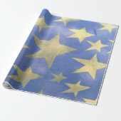 Starry Blue en Gold Cadeaupapier (Uitgerold)
