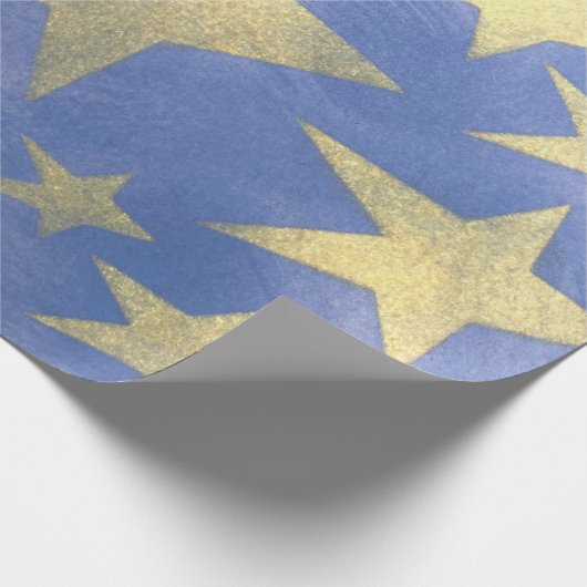 Starry Blue en Gold Cadeaupapier (Hoek)