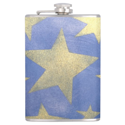 Starry Blue en Gold Flask Heupfles (Voorkant)