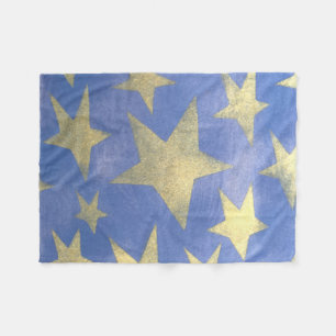 Starry Blue en Gold Fleece Deken