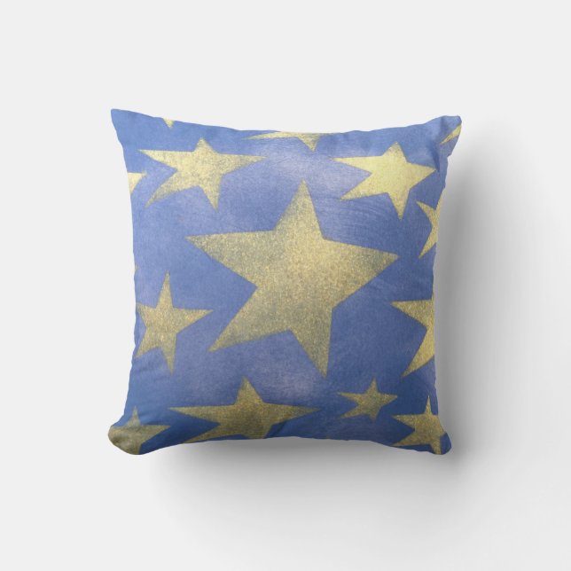 Starry Blue en Gold Kussen (Voorkant)