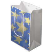 Starry Blue en Gold Medium Cadeauzakje (Voorkant Gekanteld)