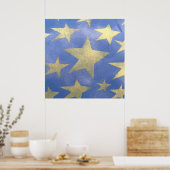 Starry Blue en Gold Poster (Keuken)
