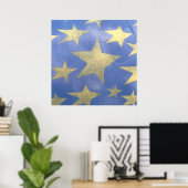 Starry Blue en Gold Poster (Thuiskantoor)
