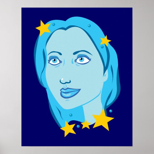 Starry Blue Girl Poster (Voorkant)