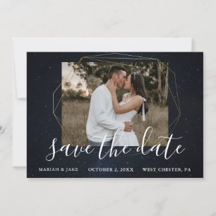 Starry Blue Night Sky Foto Save the Date Kaart