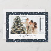 Starry Blue Photo Merry kerst Feestdagenkaart (Voorkant)