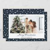 Starry Blue Photo Merry kerst Feestdagenkaart (Voorkant / Achterkant)