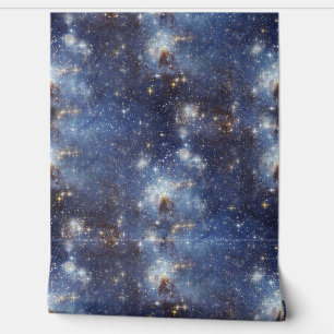 Starry Blue Space Night Sky Wallpaper Behang