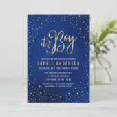 Starry Blue Waterverf Het is een Boy Baby shower Kaart (Staand voorkant)