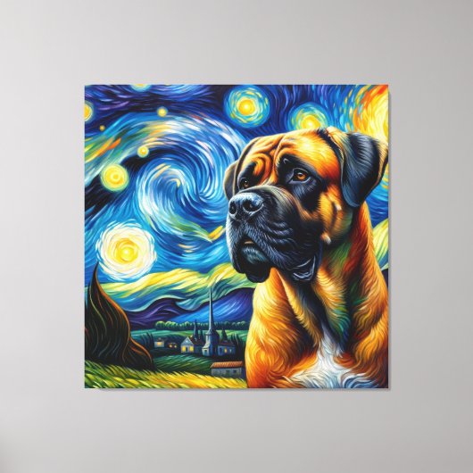 Starry Boerboel Hond Portret - Huisdier Portret Canvas Afdruk (Voorkant)