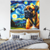 Starry Boerboel Hond Portret - Huisdier Portret Canvas Afdruk (Insitu (Slaapkamer))