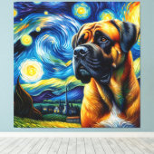 Starry Boerboel Hond Portret - Huisdier Portret Canvas Afdruk (Insitu (Houten vloer))