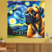 Starry Boerboel Hond Portret - Huisdier Portret Canvas Afdruk (Insitu (Woonkamer))